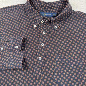 Ralph Lauren Shirt Men's XXL‎ Long Sleeve Mesh Polo Pullover Geometric Print AOP
